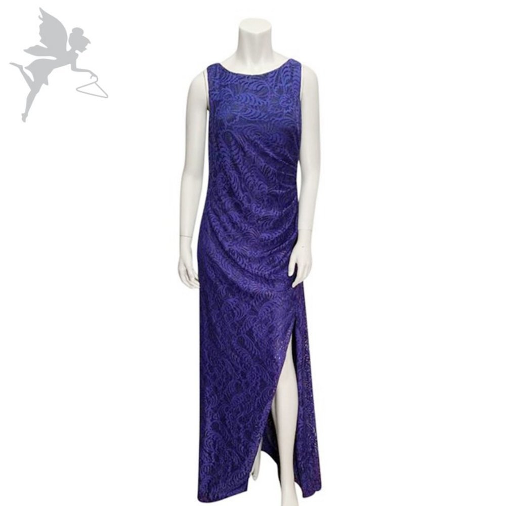 NWT ADRIANNA PAPELL Ruched Side Lace Evening gown
